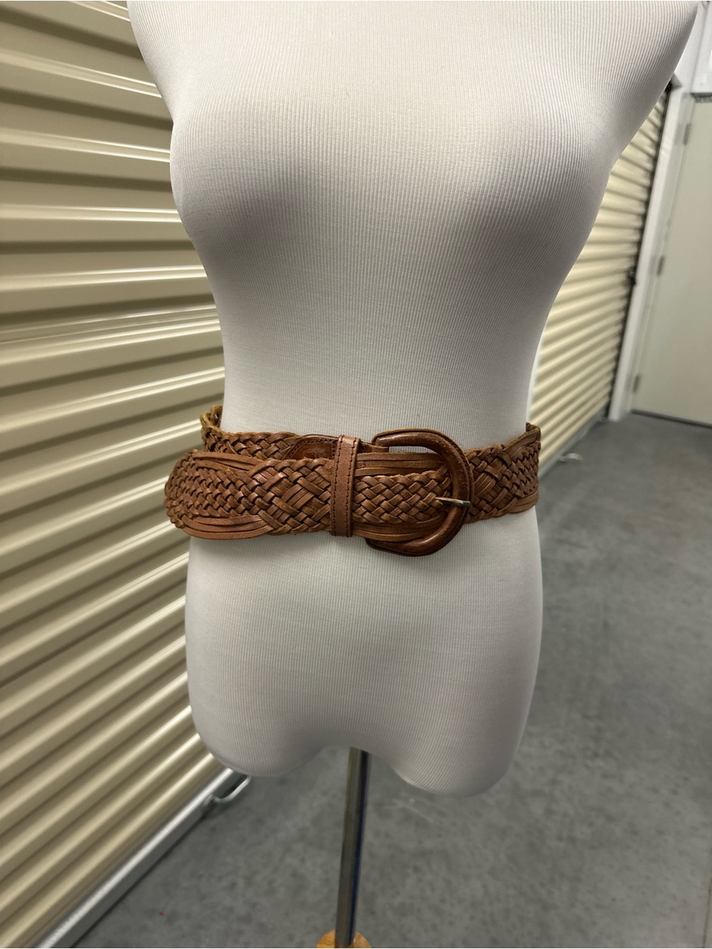 Vintage Woven Brown/ Tan Leather Braided Belt